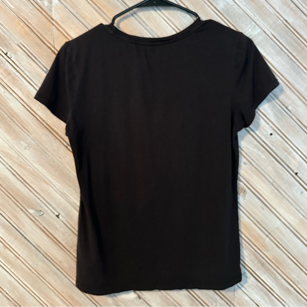 Michael Kors Black Silver Seqiun Short Sleeve Tee Baby Tee Loose - Picture 6 of 6